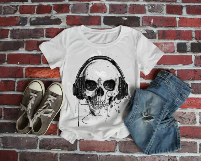 Skull Music T-Shirt | 3yrs - 5XL Adult | Kids Boys Girls Mens Womens