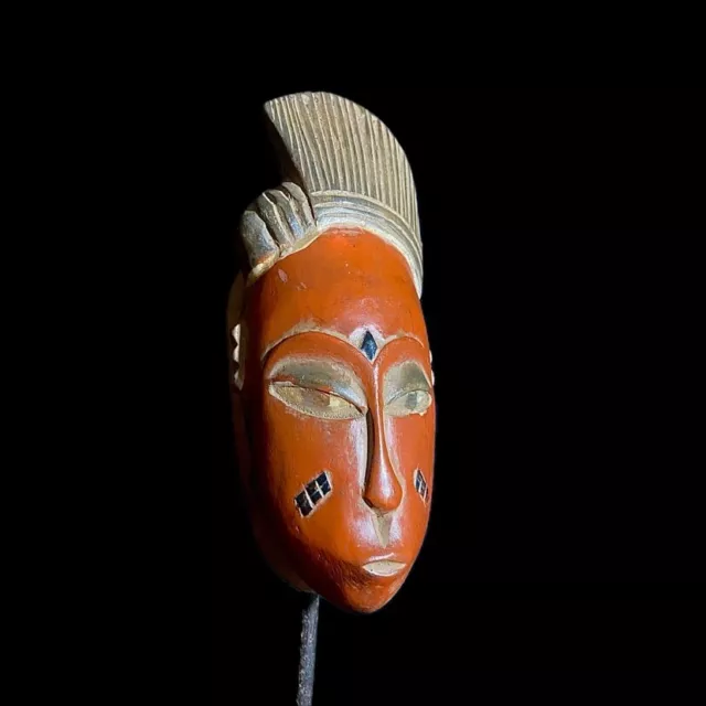 African Tribal Face Mask Wood Hand Carved Vintage Wall Hanging Guro-8578 3