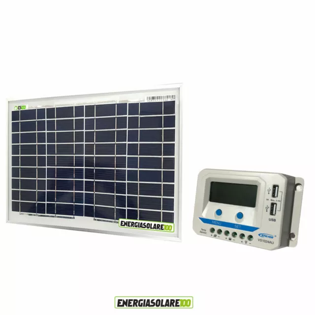 Kit solar autonomo placa solar 10W 12V Regulador de carga PWM 10A EPsolar USB