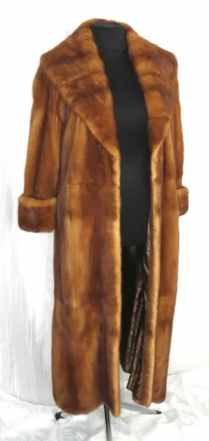 Whiskey Mink Fur Full Length Shawl Collar Coat Size 6 8 10 L 54"