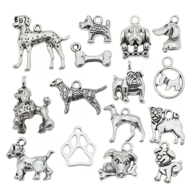 30 Stück Silber Legierung Sortiert Haustier Hund Anhänger Charme DIY Handwerk