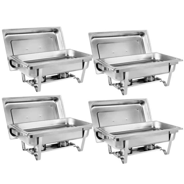 4 Pack Premier Chafers Stainless Steel Chafing Dish 8 Qt Full Size Buffet Trays 3