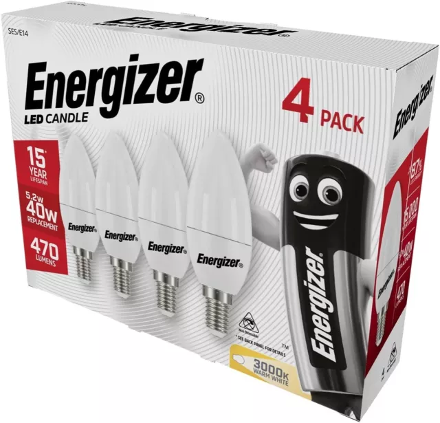 Energizer Led Candle 5.5W 40W Screw Bulbs 4 Pack (Warm White, E14)