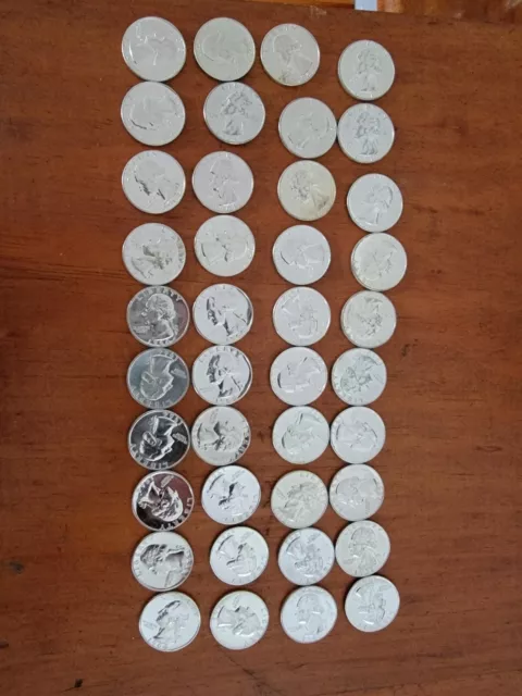 40 Washington 90% Silver Quarters BU