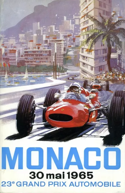 VINTAGE 1965 MONACO GRAND PRIX RACING Classic Print Poster Wall Art Picture A4 +