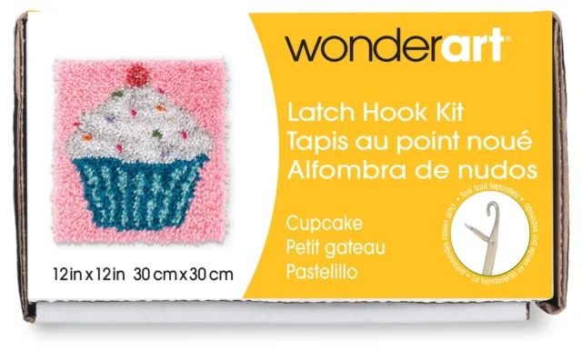 Wonderart Latch Hook Kit 12"X12"-Cupcake 426109