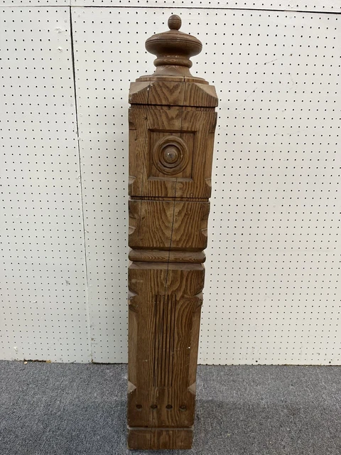 Antique Victorian Eastlake Salvaged Solid Oak Newel Post 44.5” Tall / 7.5” Side