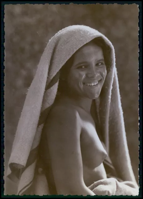 North Africa Morocco arab black nude woman original 1950s photo postcard aa