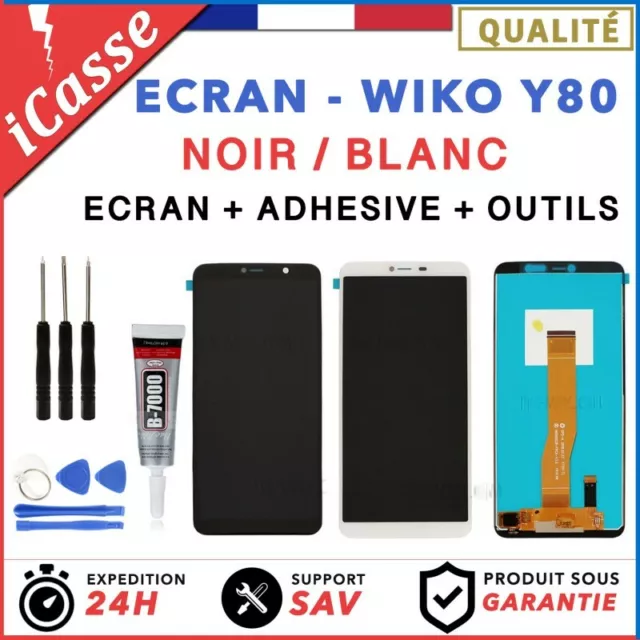 Ecran LCD + Vitre Tactile pour Wiko Y80 Noir / Blanc / 5.5 + OUTILS + COLLE