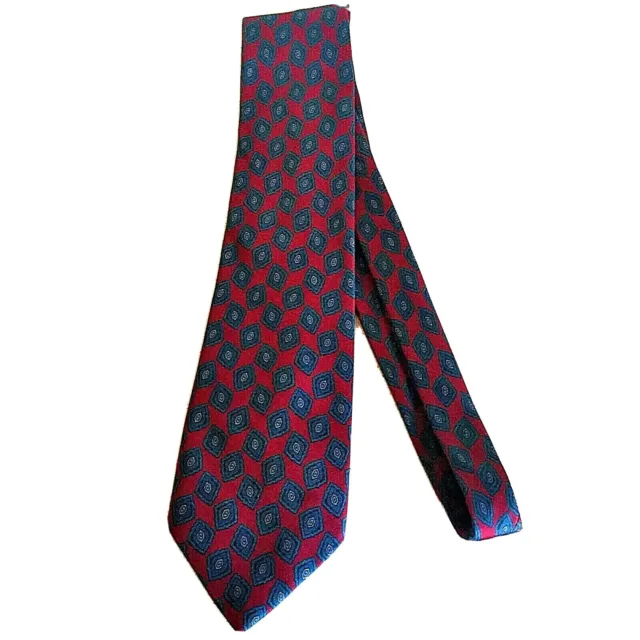FENDI Cravatte Mens Authentic Pure Silk Neck Tie Hand Made in Italy Red Blue