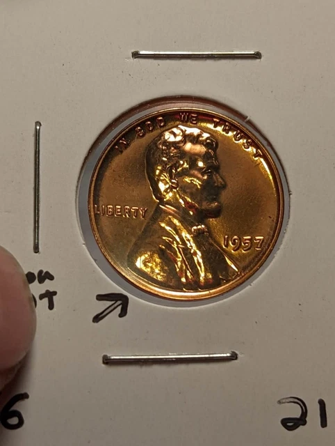 1957 Wheat Cent High - Grade Proof, Has Carbon Spot, Obv., Lot W-39