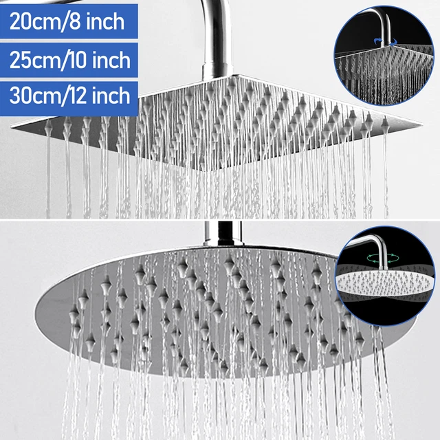 Krobec Kopfbrause 200 Mm Chrom – Mit Luftdruck-Technik & 360° Drehbar (G1/2 Anschluss)
