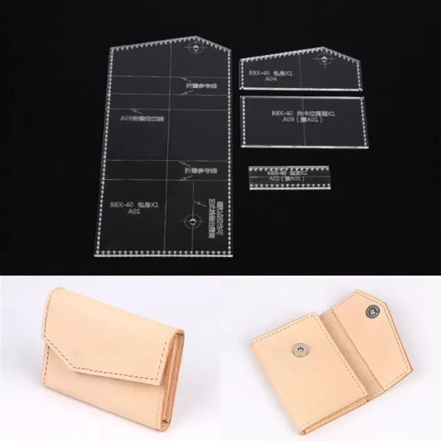 Leather Craft Clear Acrylic card holder coin purse Pattern Template DIY BBX-40