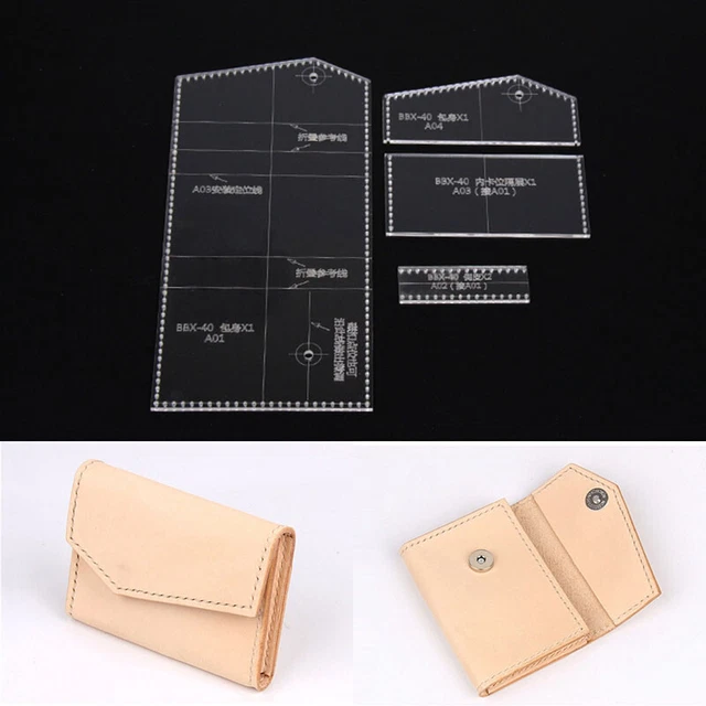 Leather Craft Clear Acrylic card holder coin purse Pattern Template DIY BBX-40