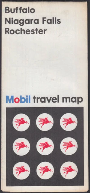Mobil Gasoline Road Map Buffalo Niagara Falls Rochester NY 1969