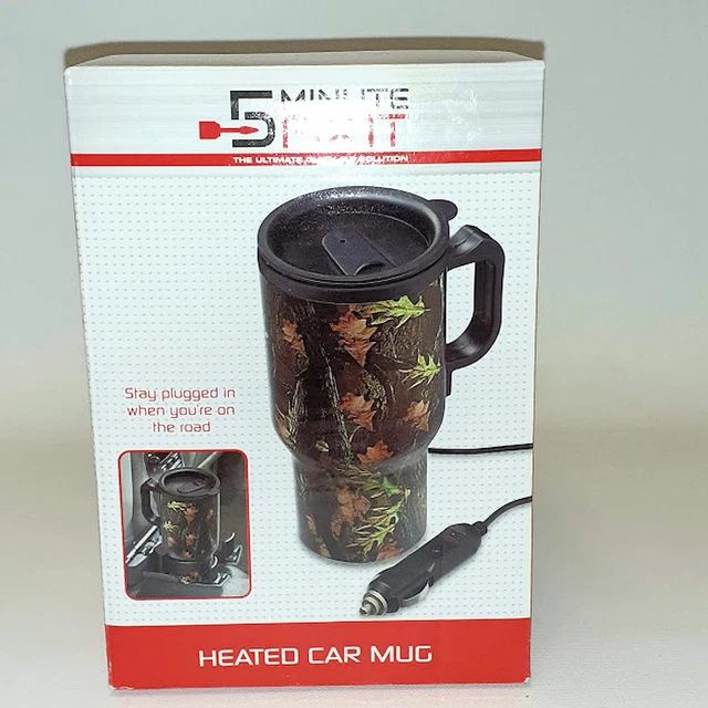 Heated Car Vehicle Mug Travel Tumbler Camo Print - Plug into lighter 13 oz NEW