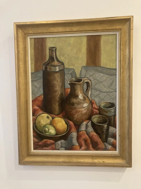 Peinture Nature morte avec fruits et carafe