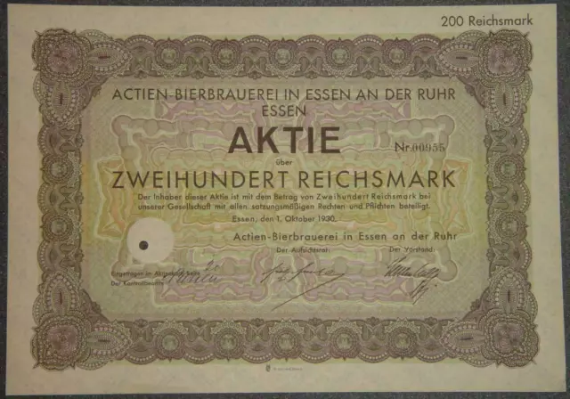 10 X Actien-Bierbrauerei in Essen an der Ruhr 1930 200 RM