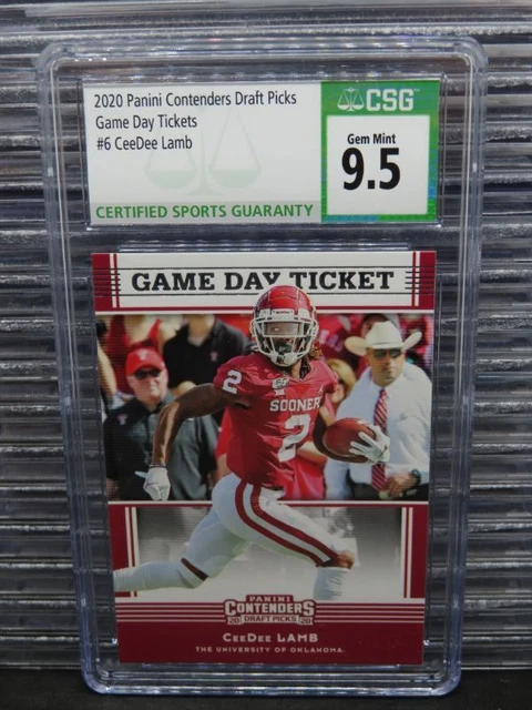 2020 Contenders Draft Picks CeeDee Lamb Game Day Tickets Rookie RC #6 CSG 9.5