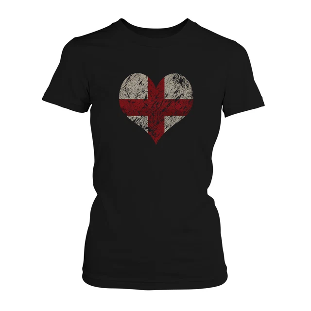 I Love England Damen T-Shirt Fun Shirt Fußball Trikot EM WM UK Flagge Urlaub Neu