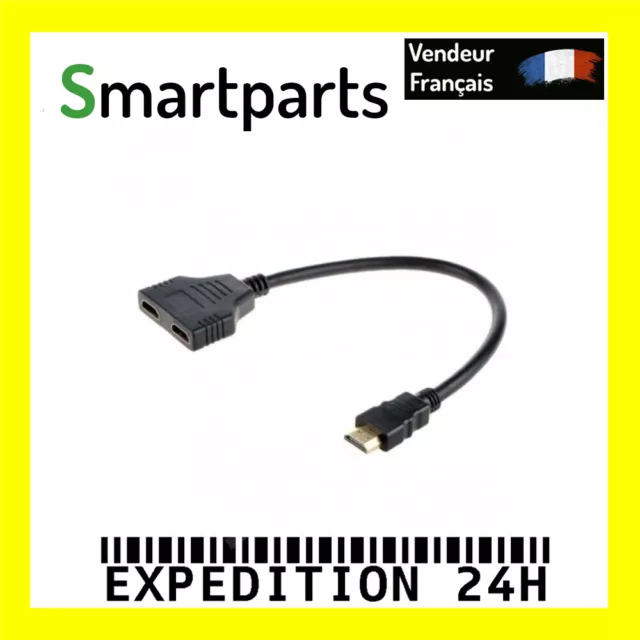 HDMI Splitter Répartiteur Adaptateur de Câble 1 Entree Male 2 Sorties Femelle