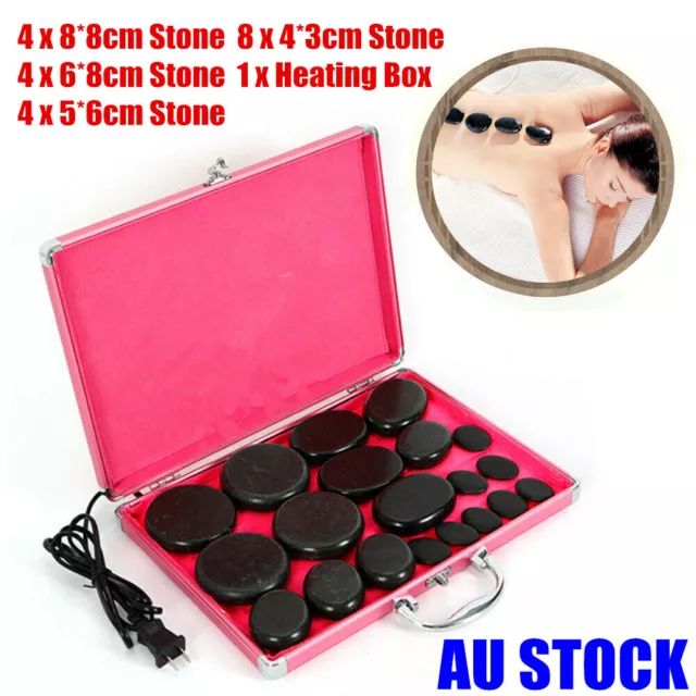 20pcs Hot Massage Stone Basalt Stones Set Rock SPA Oiled Massage Box Kit