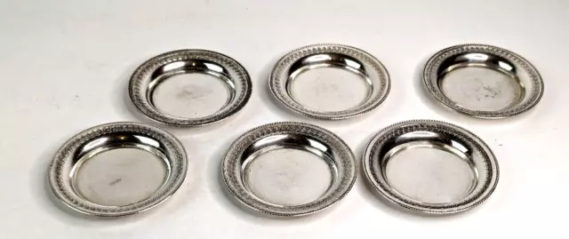 6  Solid Sterling Silver Ornate Butter Pat Tray Coasters Fully Hallmarked Egypt