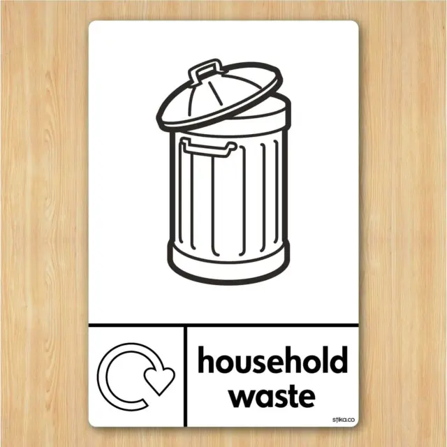 Household Waste Sign A5 148x210mm Self-adhesive Vinyl Sticker WRAP Recycle Now