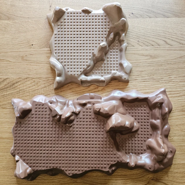 Vtg MEGA BLOKS Brown Rocky Mountain Terrain Base Plates 2pc Lot 1993 #499 & #503