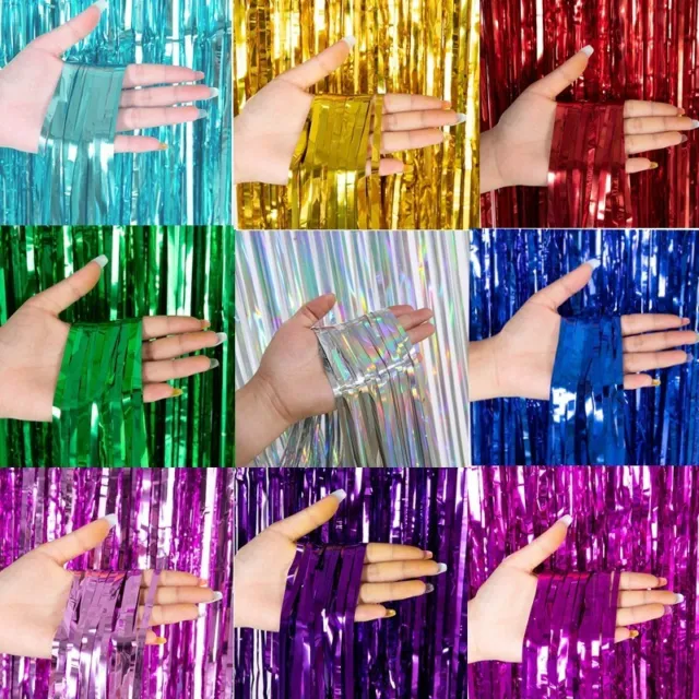 2M-3M Foil Fringe Tinsel Shimmer Curtain Door Wedding Birthday Party Decorations