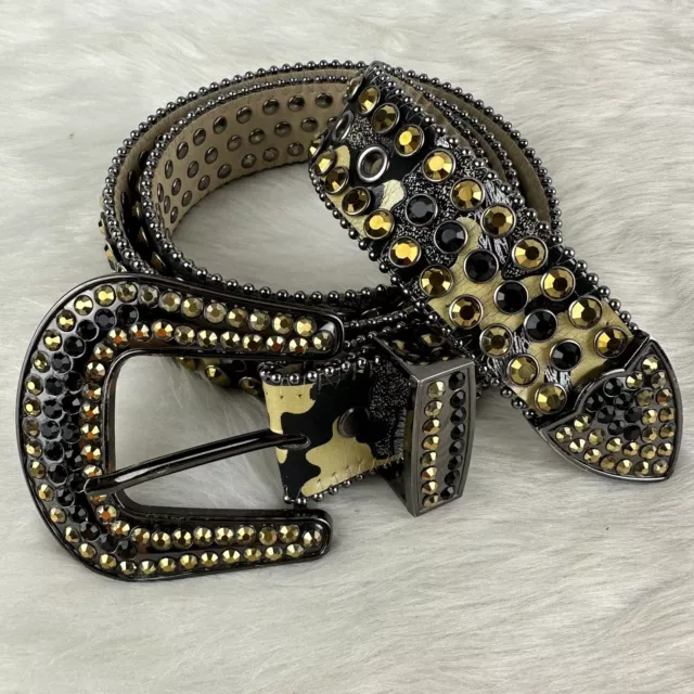 DNA MEN’S RHINESTONES & Leather Camouflage Detail Belt | Size Small 30 ...