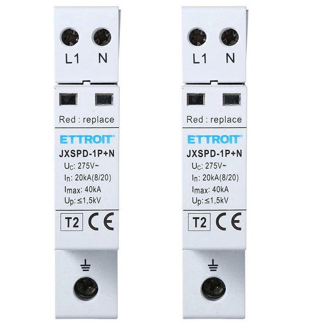 Scaricatore Di Sovratensione T2 220V 1P+N 2 Poli 2 Pezzi
