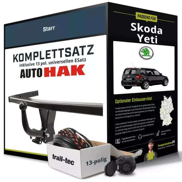 Anhängerkupplung starr für SKODA Yeti +E-Satz Kit