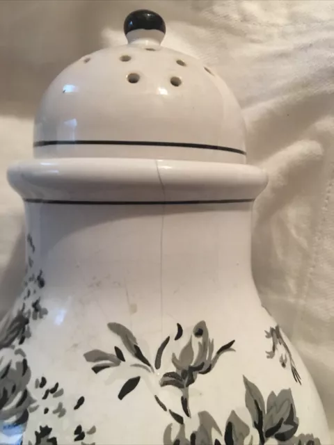 Ralph Lauren HTF 8.5" Ceramic Ginger Jar Potpourri Urn Black Toile Roses 2
