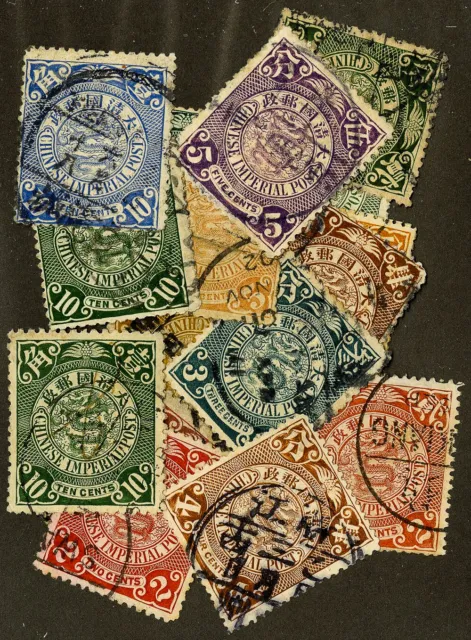 China Stamps Used Lot Of 16 Dragons