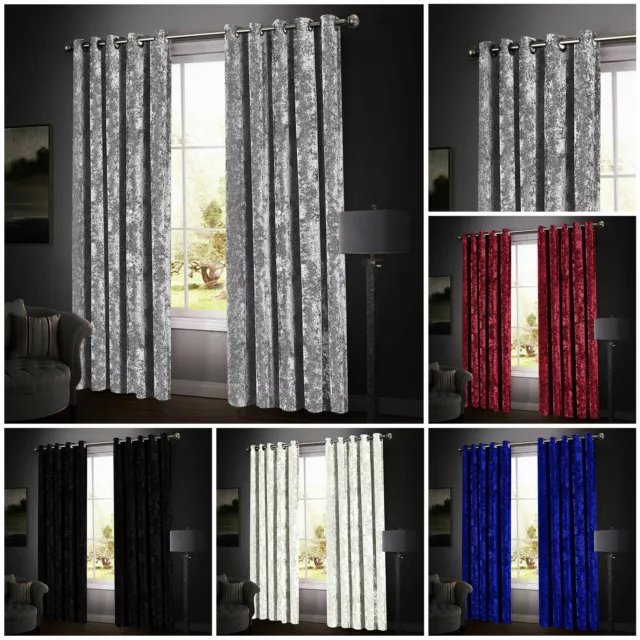 New Beautiful Heavy crushed velvet Ready Made SANTIAGO Curtains with Tiebacks