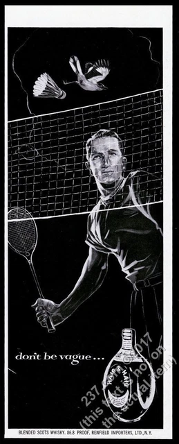 1953 badminton player art Haig & Haig Scots Scotch whisky vintage print ad