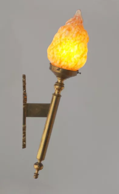 Art Deco Lampe Wandleuchte "ZEUS' FLAME" Messinglampe Flamme Leuchte