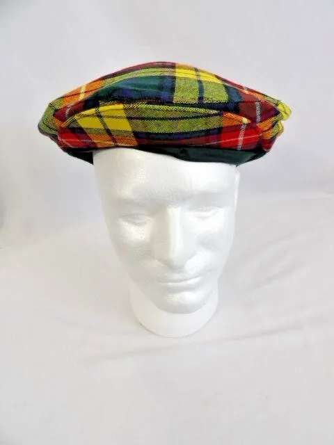 Ingles Buchan 100% Pure New Wool Bright Plaid Newsboy Hat Made in Scotland