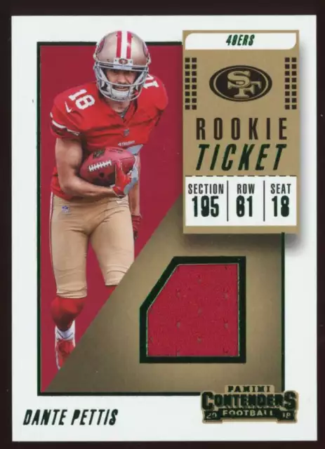 2018 Panini Contenders Rookie Ticket Swatches Dante Pettis #RTS-18 Patch Relic