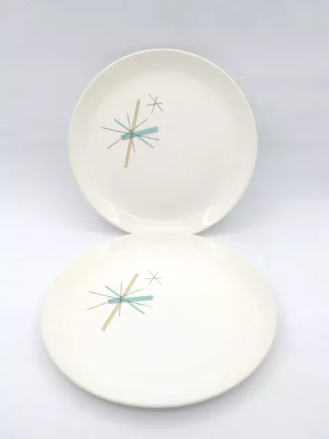 Vtg. Set Of 2 MCM Atomic Retro Salem 64 North Star Ovenproof 7.25" Side Plates