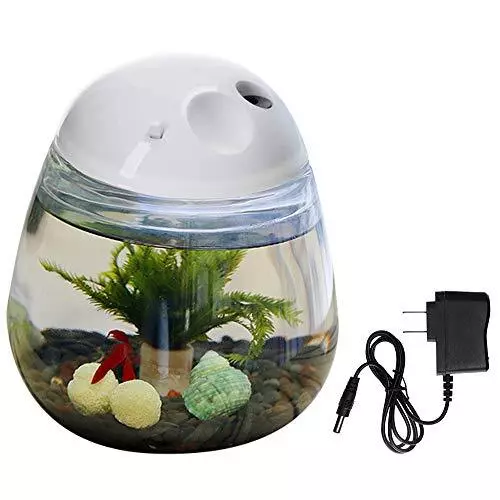 Betta Aquarium Mini Fish Tank Plastic with LED Light with charger pattern 2