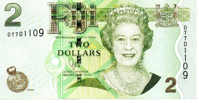 2012 Fiji 2 Dollar Bank Note P 109b Gem Uncirculated QEII DT 701109 as pictured