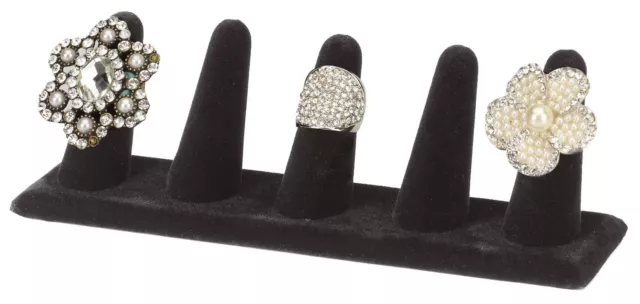 Lot of 10 Displays 5-Finger Displays Ring Jewelry Black Velvet 8" x 2" x 2 ¼"