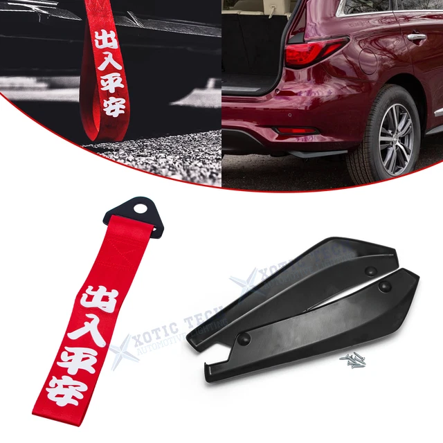 Towing Strap+Rocker Splitter Canard Diffuser Extension Fit Infiniti G37 Q50 Q60