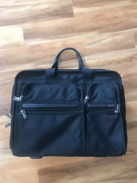 TUMI Alpha 26103D4 Expandable Deluxe Wheeled Black Ballistic Nylon Briefcase