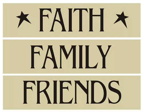 3 pc Stencil Faith Family Friends Country Prim Farmhouse Home DIY Craft Signs