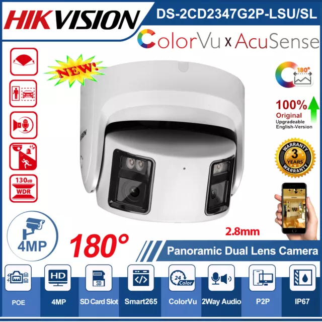 Hikvision 4MP Panorama POE ColorVu Kamera 2-Wege Audio DS-2CD2347G2P-LSU/SL F1.0