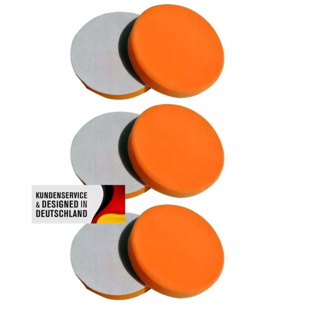 Polierschwämme Polierpads Polier-Zubehör, 180mm, Glatt, MEDIUM 6er-Set Orange