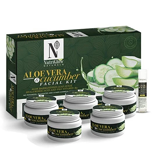 NutriGlow Aloe Vera & Cetriolo Facciale Kit, Per pelle Secca - 260ml